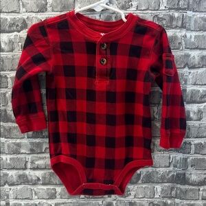 OshKosh B'gosh Red‎ and Black Plaid Baby Onesie